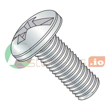 #4-40 X 5/16 In Combination Phillips/Slotted Pan Machine Screw, Zinc Plated Steel, 10000 PK